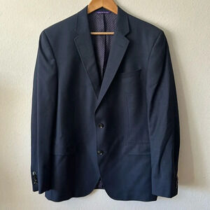 Ted Baker London navy blazer 44R Jay Ct 100% wool excellent condition silk lined